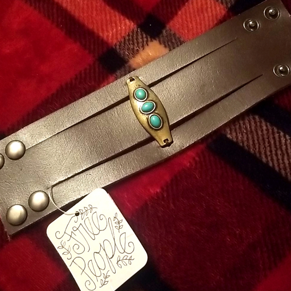 Free People Leather wrist band